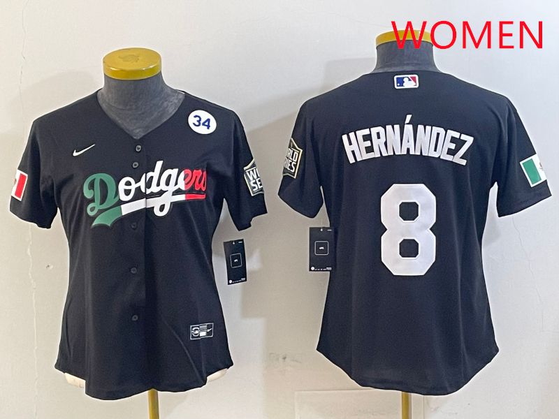 Women Los Angeles Dodgers #8 Hernandez Black Game 2025 Nike MLB Jersey style 4033->cincinnati bengals->NFL Jersey